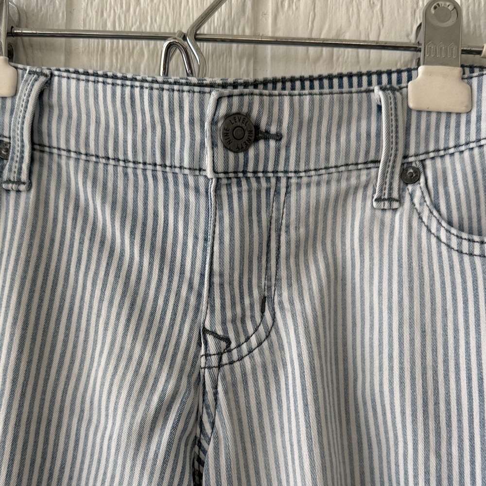 Anthropologie Level 99 Railroad Stripe Lily Skinny Straight Denim Jeans sz 28 - Picture 2 of 7
